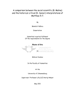 A comparison between the social scientific (B. Malina) and the historical critical (D. Senior) interpretations of Matthew 5-7