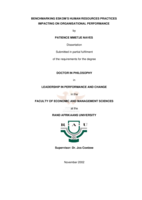 Benchmarking Eskom's human resources practices impacting on organisational performance.