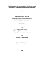 The efficacy of the homoeopathic similimum in the treatment of irritable bowel syndrome in women