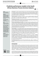 Predictive performance models in the South African Business Process Services industry