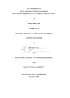 Data integrity in a steel manufacturing environment with special reference to Columbus Stainless Steel
