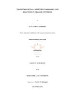 Transition metal catalysed carbonylation reactions in organic synthesis.