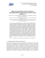 The factors militating internal stakeholders on road infrastructure projects