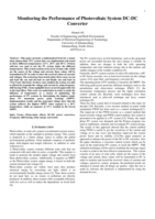Monitoring the performance of photovoltaic system DC-DC converter
