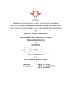 Method development on sample preparation for trace metals in petroleum products prior to their determination using inductively coupled plasma-spectrometric techniques