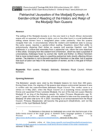 Patriarchal usurpation of the Modjadji dynasty : a gender-critical reading of the history and reign of the Modjadji Rain Queens
