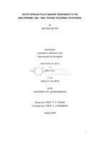 South African policy makers' responses to the AIDS epidemic, 1982-2006 : testing the denial hypothesis