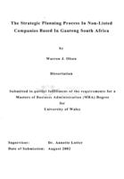 The strategic planning process in non-listed companies based in Gauteng, South Africa