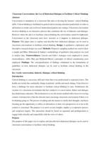 Classroom conversations: the use of dialectical dialogue to facilitate critical thinking