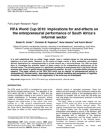 FIFA World Cup 2010 : implications for and effects on the entrepreneurial performance of South Africa’s informal sector