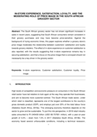 In-store experience, satisfaction, loyalty, and the moderating role of price image in the South African grocery sector