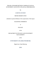 The relationship between corporate social investment and entity financial performance