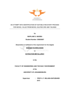 An attempt into identification of suitable recovery process for nickel value from nickel sulfide ore and tailings