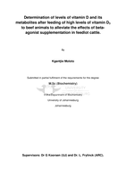 Determination of levels of vitamin D and its metabolites after feeding of high levels of vitamin D₃ to beef animals to alleviate the effects of beta-agonist supplementation in feedlot cattle