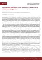 Decolonisation and cognitive justice imperatives in health sciencesrelated research supervision