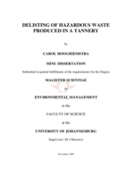 Delisting of hazardous waste produced in a tannery