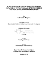A gold, uranium and thorium deportment analysis of Witwatersrand ore from Cooke section, Rand Uranium Randfontein