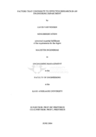 Factors that contribute to effective research in an engineering department