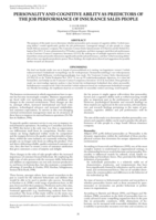 Personality and Cognitive Ability as Predictors of the Job Performance of Insurance Sale People