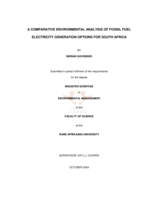 A comparative environmental analysis of fossil fuel electricity generation options for South Africa