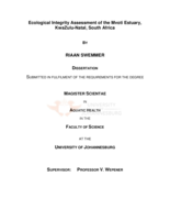 Ecological integrity assessment of the Mvoti Estuary, KwaZulu-Natal, South Africa