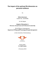 The impact of the spiritual life dimension on personal resilience