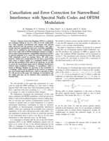 Cancellation and error correction for narrowband interference with spectral nulls codes and OFDM modulation
