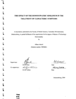 The effect of the homoeopathic similimum in the treatment of climacteric symptoms