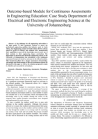 Outcome-based module for continuous assessments in engineering education : case study department of electrical and electronic engineering science at the University of Johannesburg