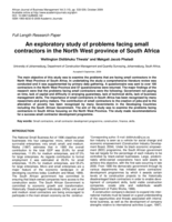 An exploratory study of problems facing small contractors in the North West province of South Africa