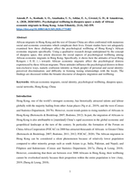 Psychological wellbeing in diaspora space : a study of African economic migrants in Hong Kong. Asian Ethnicity