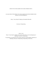 An analyses of the effect of living habits on water conservation among Gauteng residents