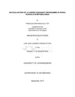 An evaluation of a career guidance programme in rural schools in Mpumalanga
