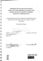 The benefit of electro-acupuncture in conjuction with chiropractic manipulative therapy for the management of chronic mechanical lower back pain