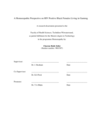 A homoeopathic perspective on HIV positive black females living in Gauteng