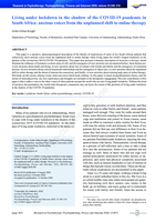 Living under lockdown in the shadow of the COVID-19 pandemic in South Africa : anxious voices from the unplanned shift to online therapy