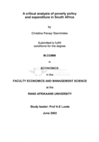 A critical analysis of poverty policy and expenditure in South Africa