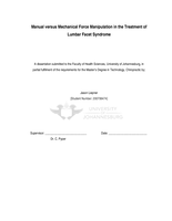Manual versus mechanical force manipulation in the treatment of lumbar facet syndrome