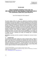 Practitioners perspective for the implementation of sustainable construction in the Ghananian construction industry