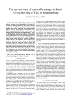 The current state of renewable energy in South Africa, the case of City of Johannesburg