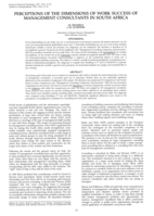 Perceptions of the dimensions of work success of management consultants in South Africa.