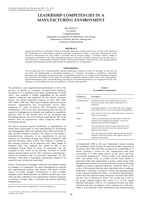 Leadership competencies in a manufacturing environment.
