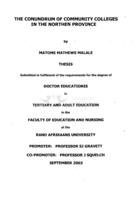 The conundrum of community colleges in the Northern Province