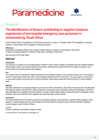 The identification of factors contributing to negative handover experiences of pre-hospital emergency care personnel in Johannesburg, South Africa