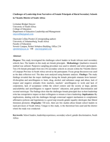 Challenges of leadership from narratives of female principals of Rural Secondary Schools in Vhembe district of South Africa
