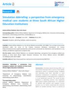 Simulation debriefing : a perspective from emergency medical care students at three South African Higher Education Institutions