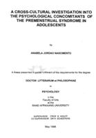 A cross-cultural investigation into the psychological concomitants of the premenstrual syndrome in adolescents