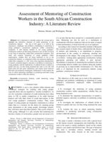 Assessment of mentoring of construction workers in the South African construction industry: a literature review