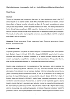 Sharia disclosures : a comparative study of a South African and Nigerian Islamic Bank
