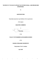 The impact of the South African tax system on small and medium sized enterprises